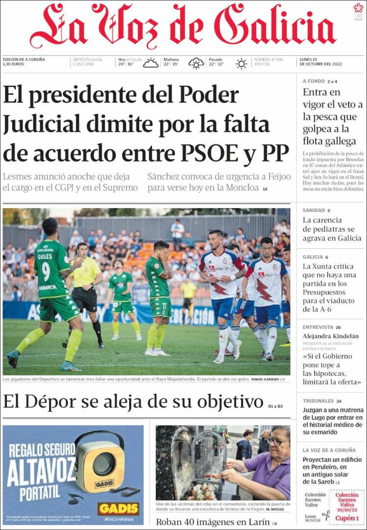 Portada de La Voz de Galicia (Espa&ntilde;a)