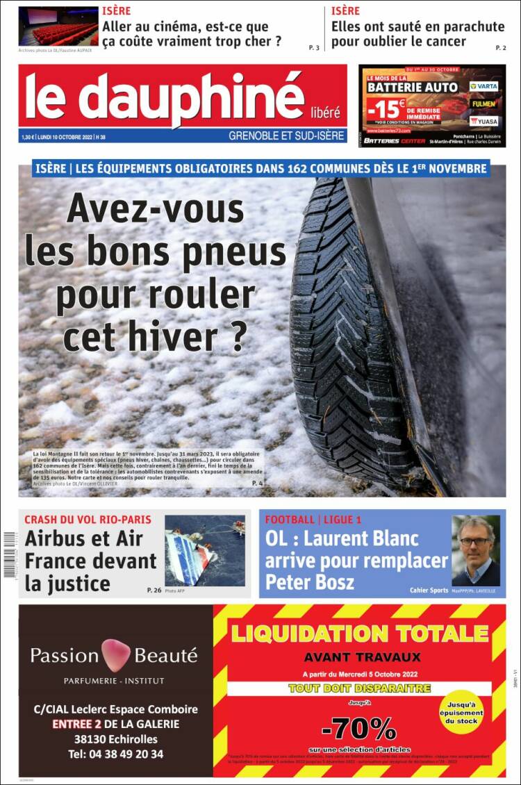Portada de Le Dauphiné Libéré (France)