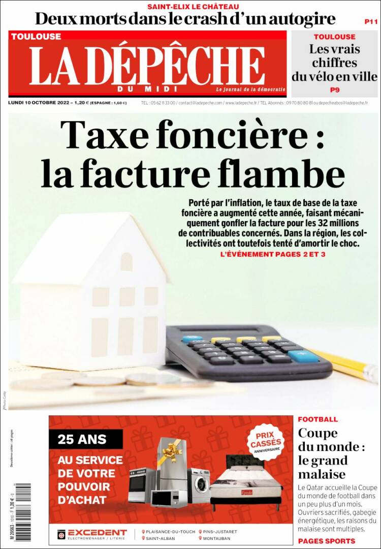Portada de La Dépêche du Midi (France)