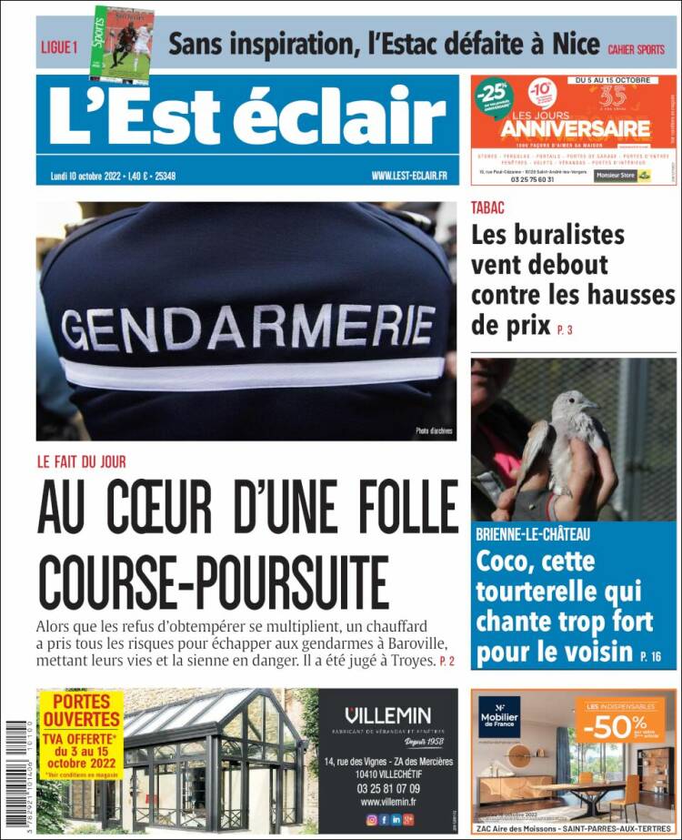 Portada de L'Est Eclair (France)
