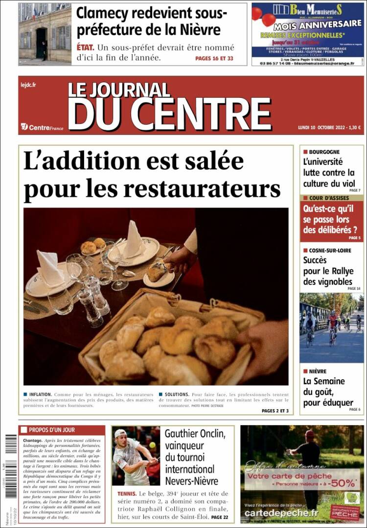 Portada de Le Journal du Centre (France)
