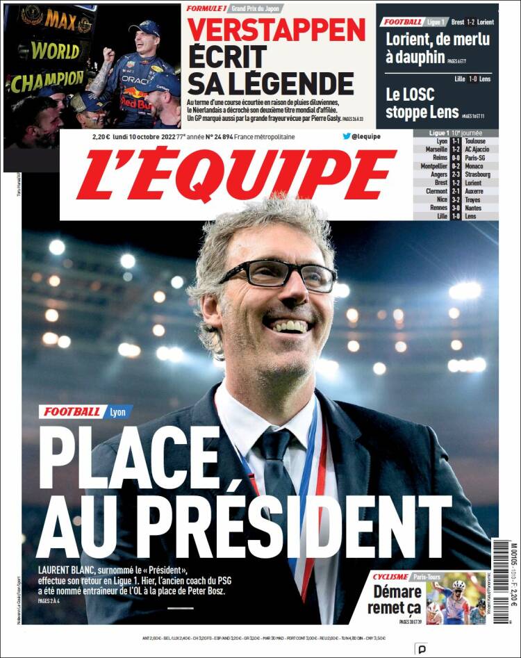 Portada de L'Equipe (France)