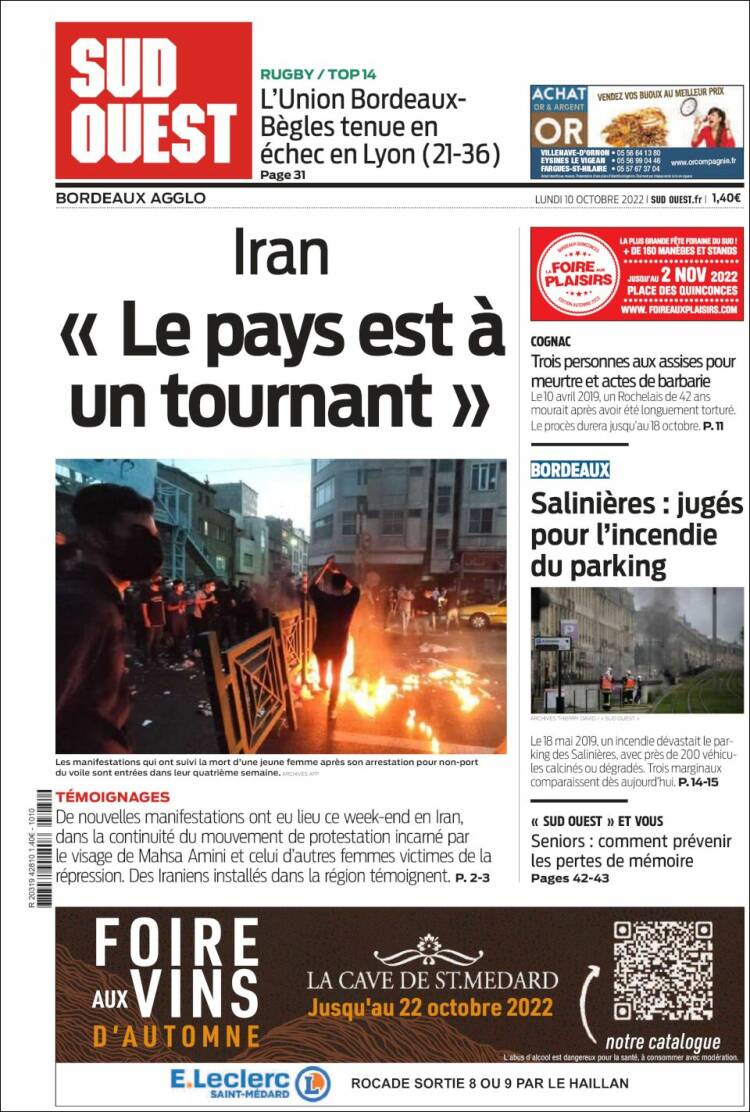 Portada de Sud Ouest (France)