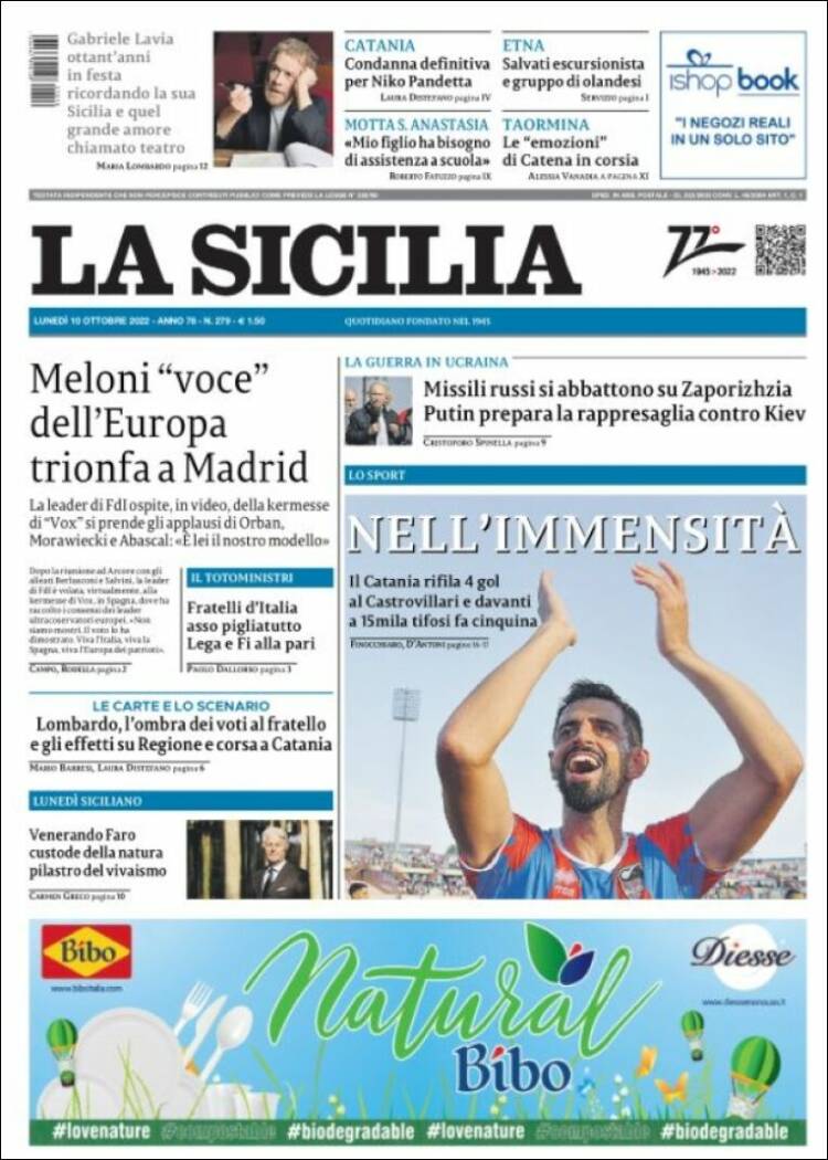 Portada de La Sicilia (Italia)