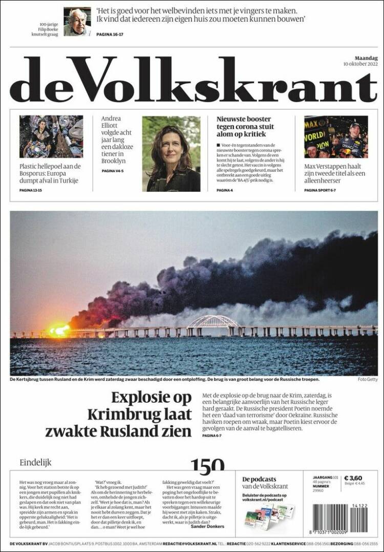 Portada de De Volkskrant (Pa&iacute;ses Bajos)