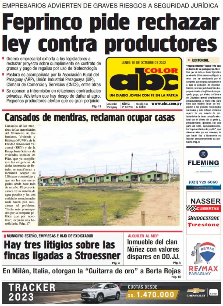Portada de ABC Color (Paraguay)