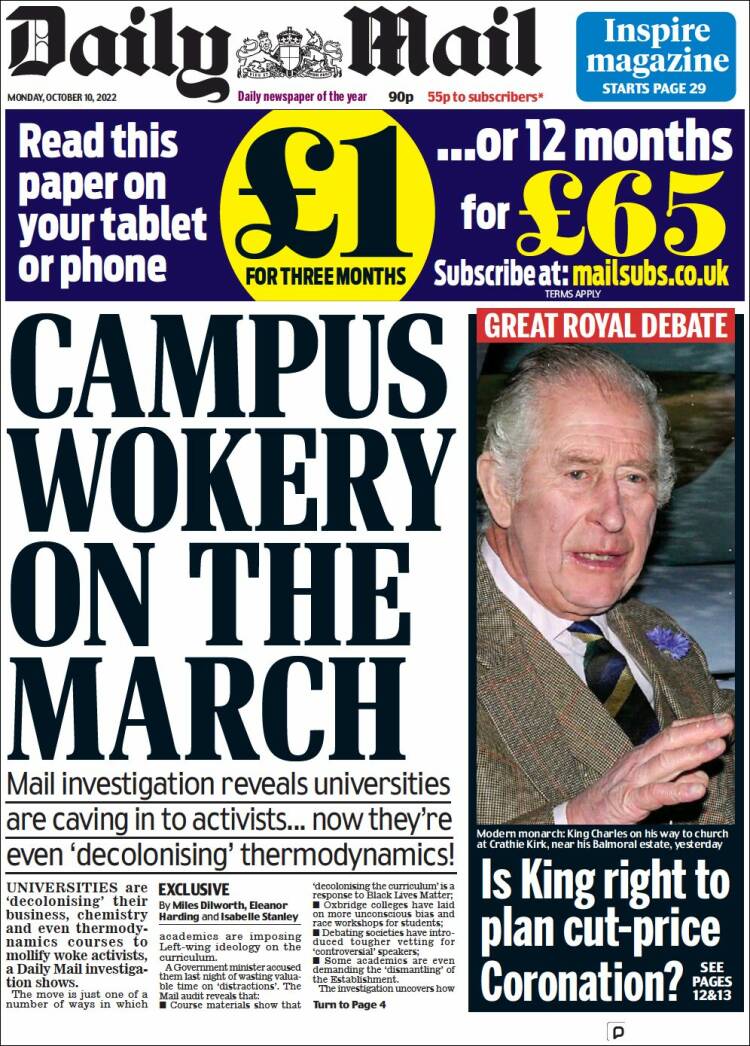 Portada de Daily Mail (Reino Unido)