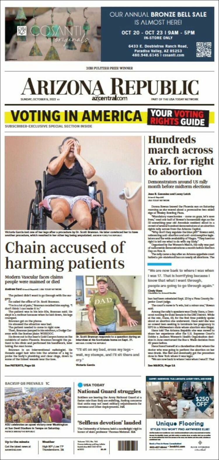 Portada de Arizona Republic News (USA)