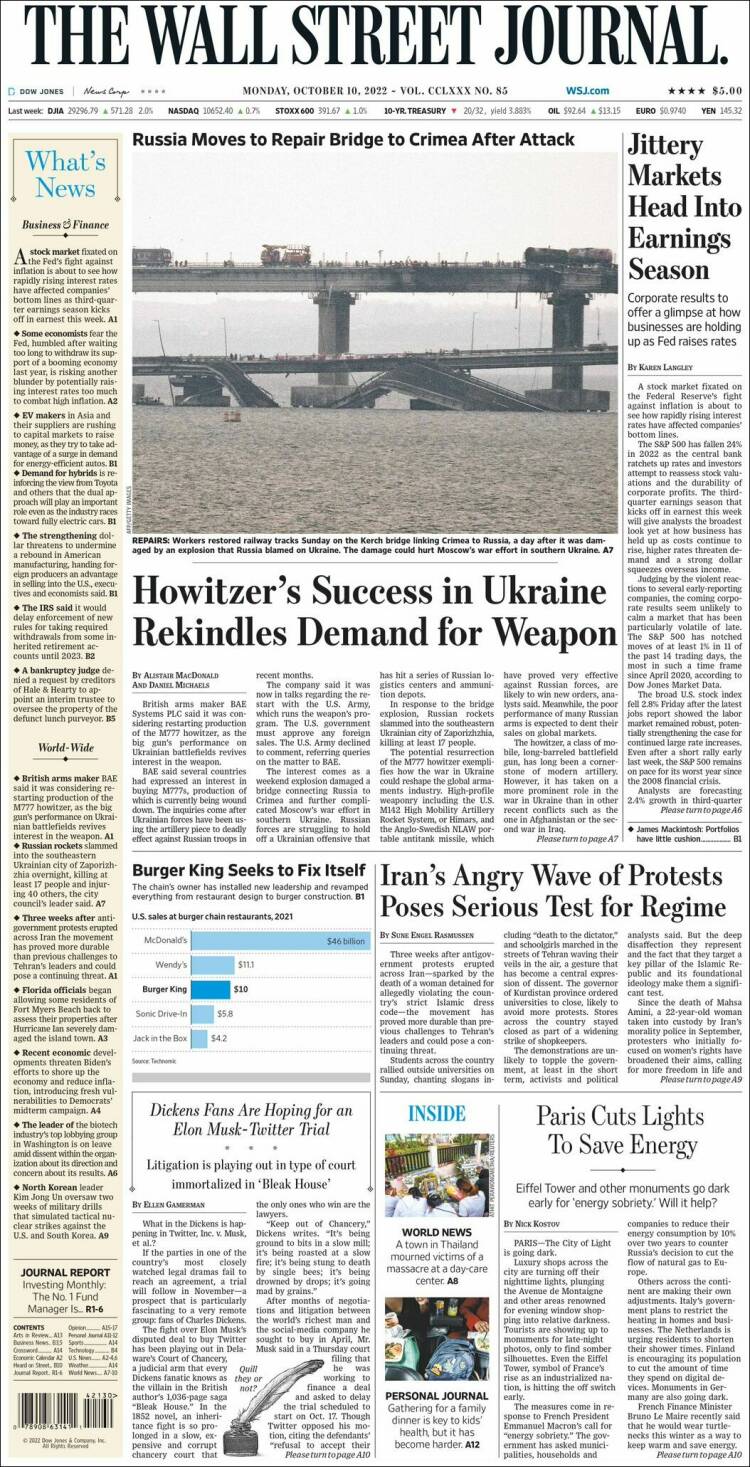 Portada de Wall Street Journal (USA)