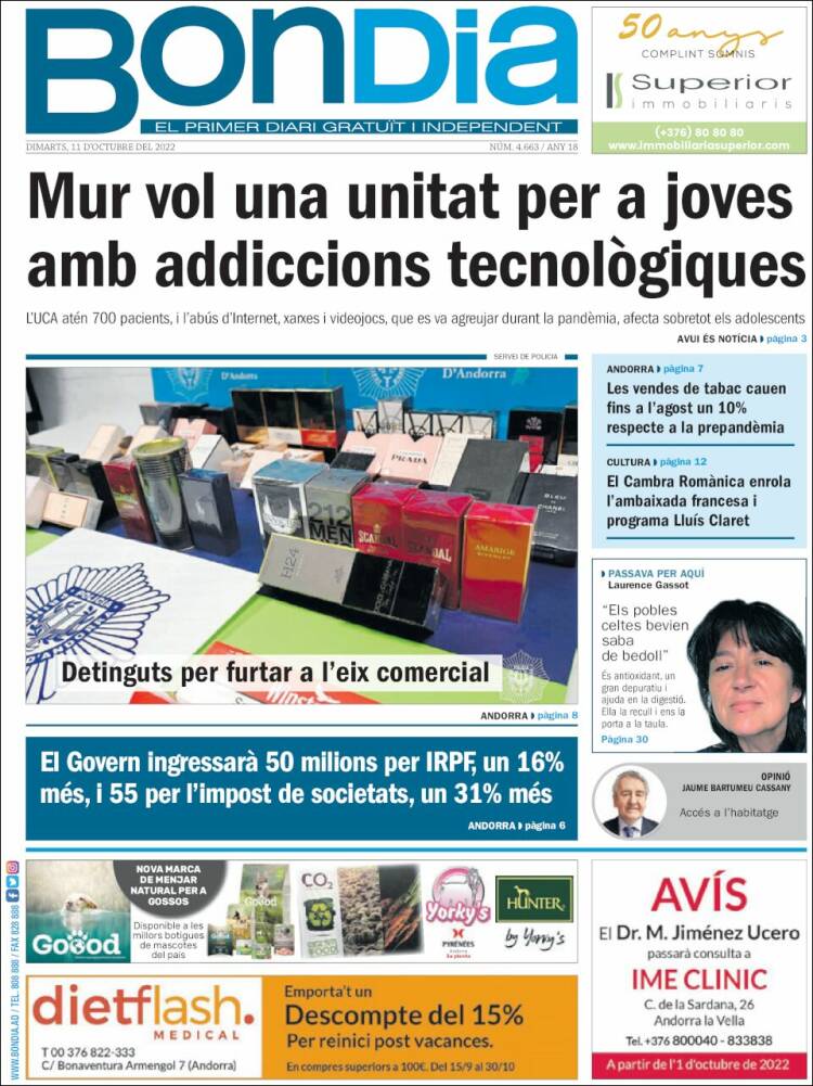 Portada de Diari Bondia (Andorra)
