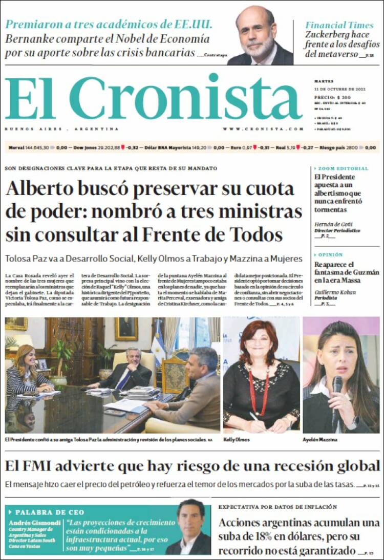 Portada de El Cronista Comercial (Argentina)