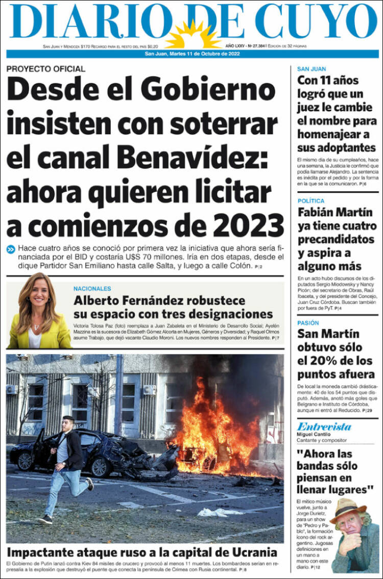 Portada de Diario de Cuyo (Argentina)