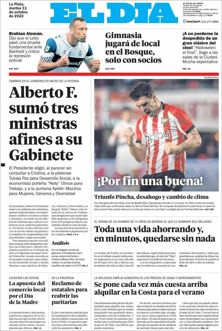 Portada de El Día de la Plata (Argentina)