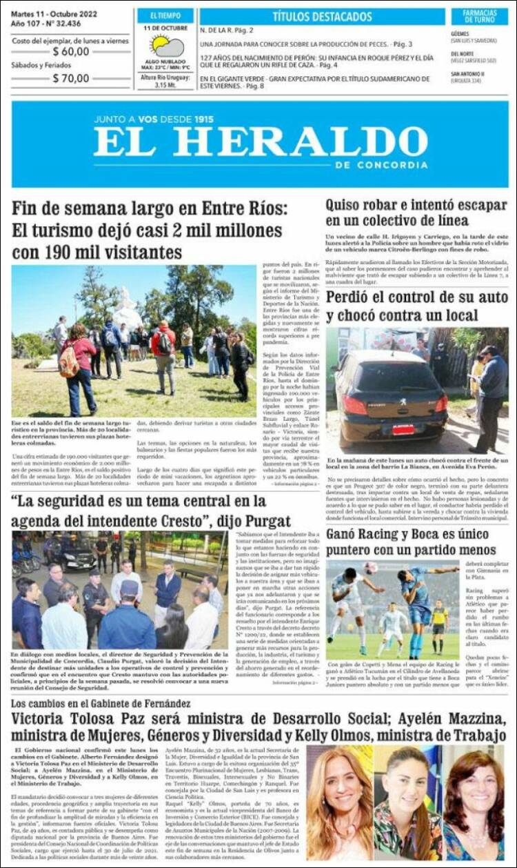 Portada de El Heraldo de Concordia (Argentina)