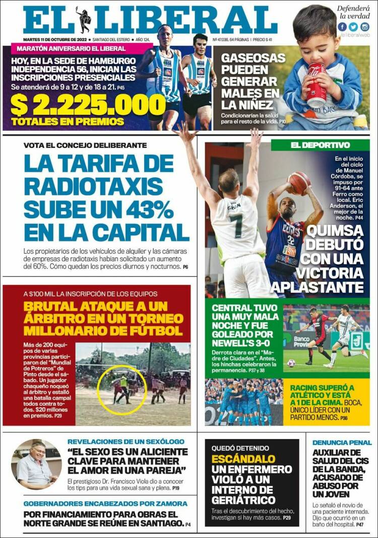 Portada de Diario El Liberal (Argentina)