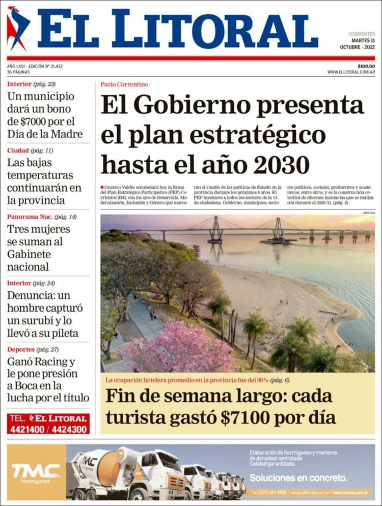 Portada de El Litoral Corrientes (Argentina)