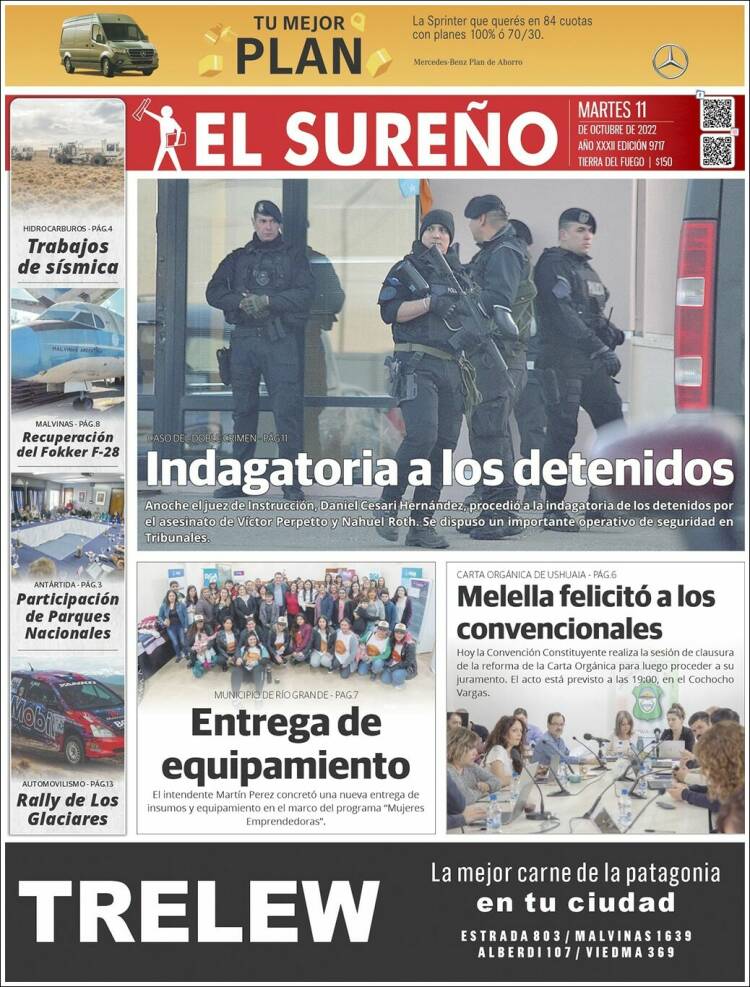 Portada de Diario El Sureño (Argentina)