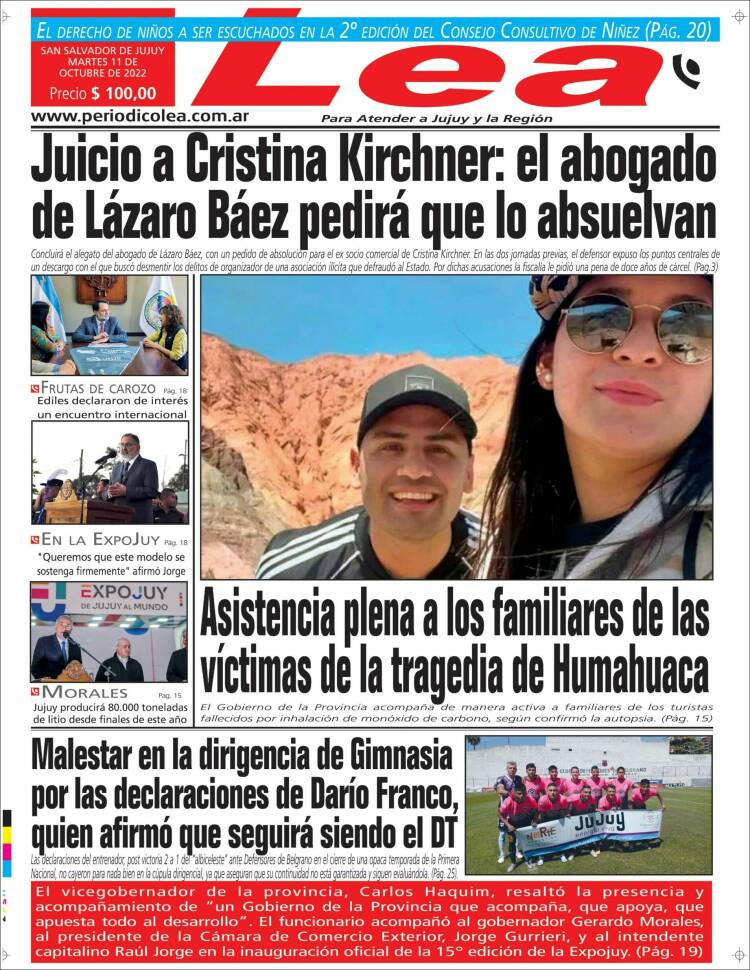 Portada de Periódico Lea (Argentina)