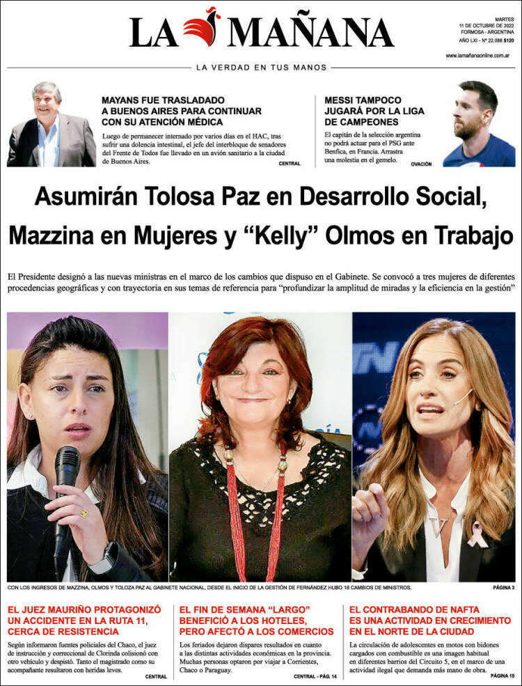 Portada de Diario La Mañana (Argentina)