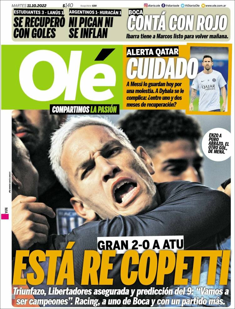 Portada de Olé (Argentina)