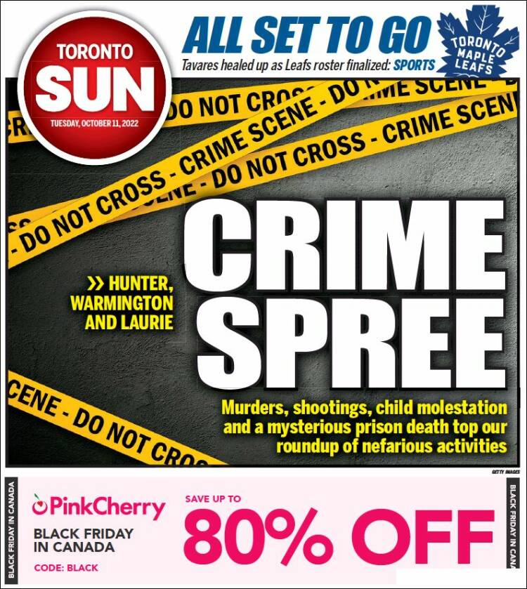 Portada de The Toronto Sun (Canadá)