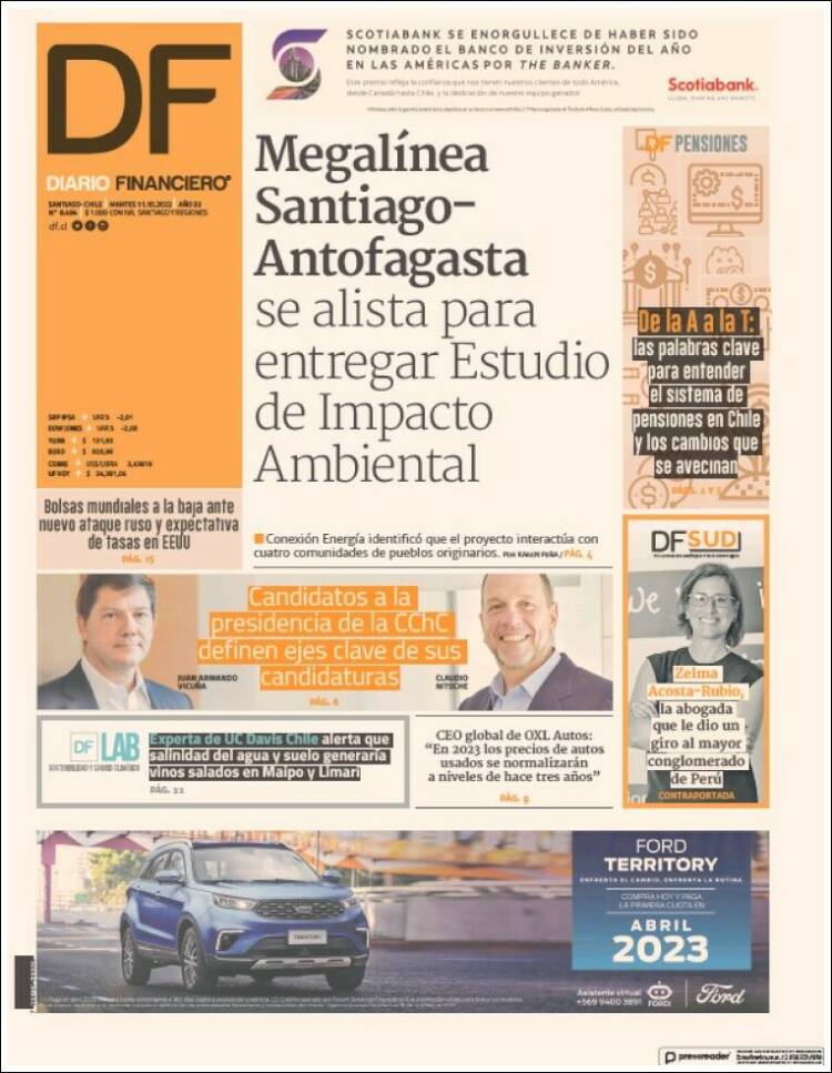 Portada de Diario Financiero (Chile)