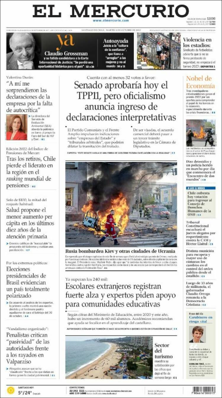 Portada de El Mercurio (Chile)