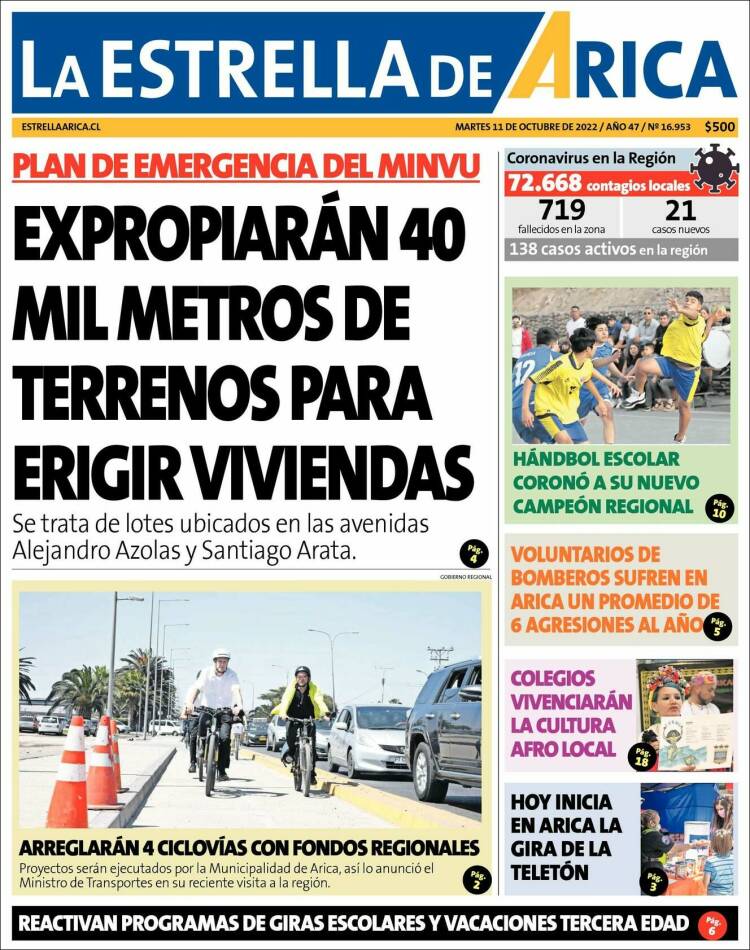 Portada de La Estrella de Arica (Chile)