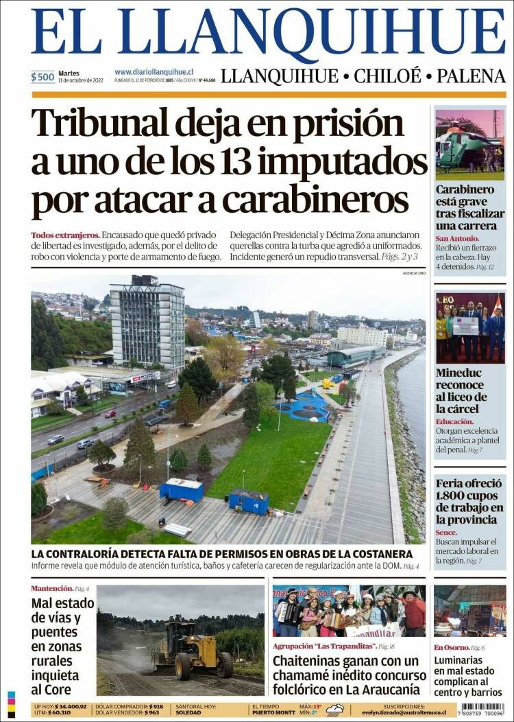 Portada de El Llanquihue (Chile)