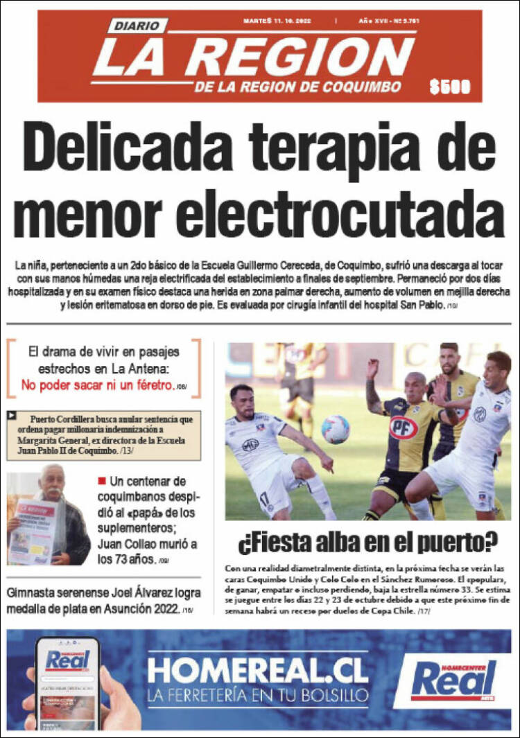 Portada de Diario La Región de Coquimbo (Chile)