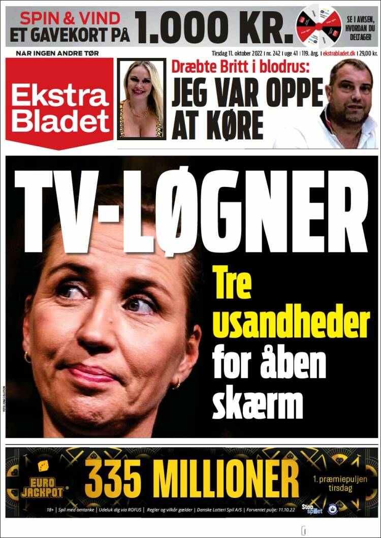Portada de Ekstra Bladet (Danemark)