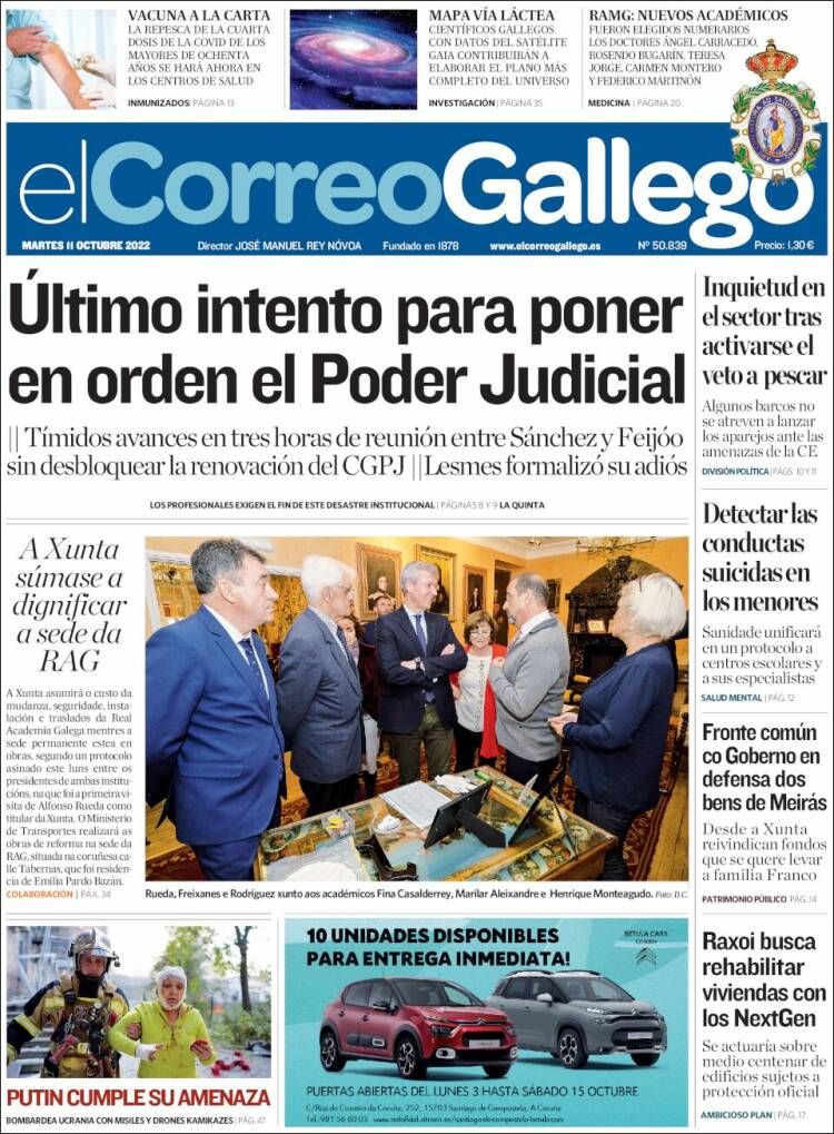 Portada de El Correo Gallego (España)