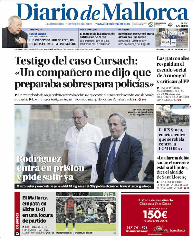 Portada de Diario de Mallorca (España)