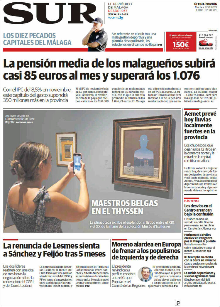 Portada de Diario el Sur (España)