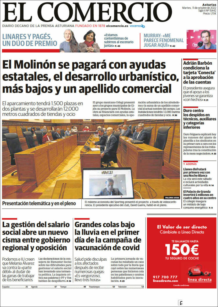 Portada de El Comercio (España)