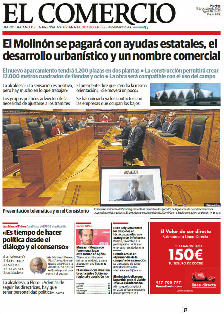 Portada de El Comercio - Gijón (España)