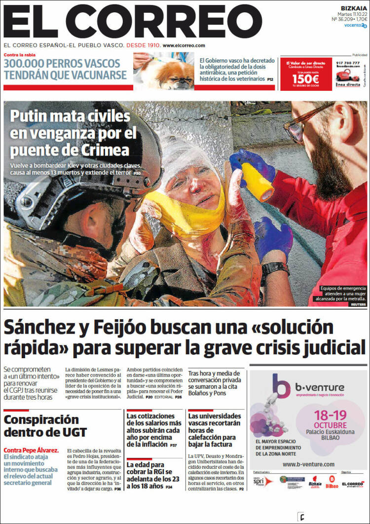 Portada de El Correo (España)