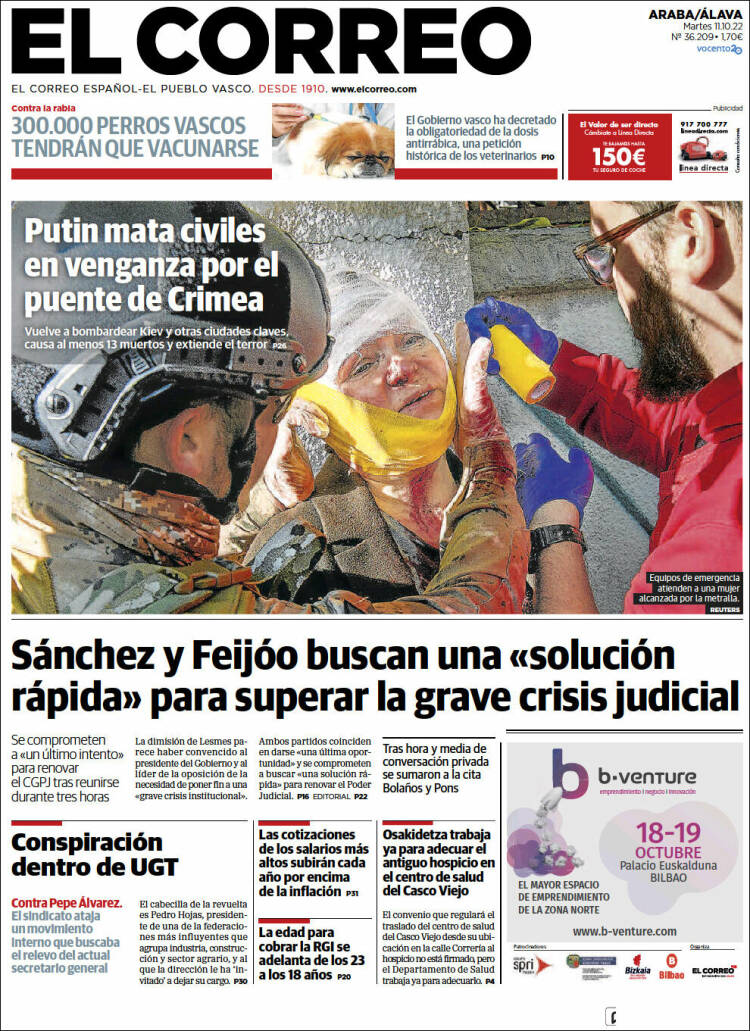 Portada de El Correo - Álava (España)