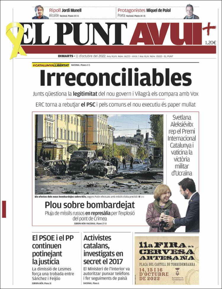 Portada de El Punt Avui (España)