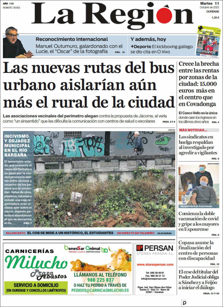 Portada de La Región de Ourense (España)