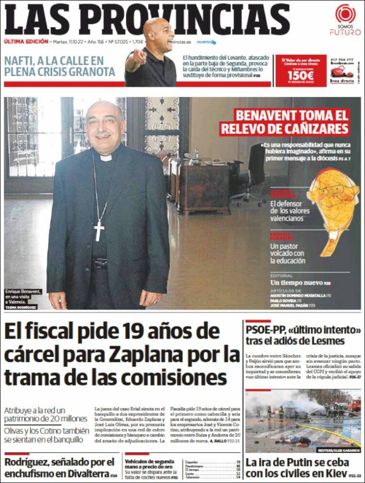 Portada de Las Provincias (España)