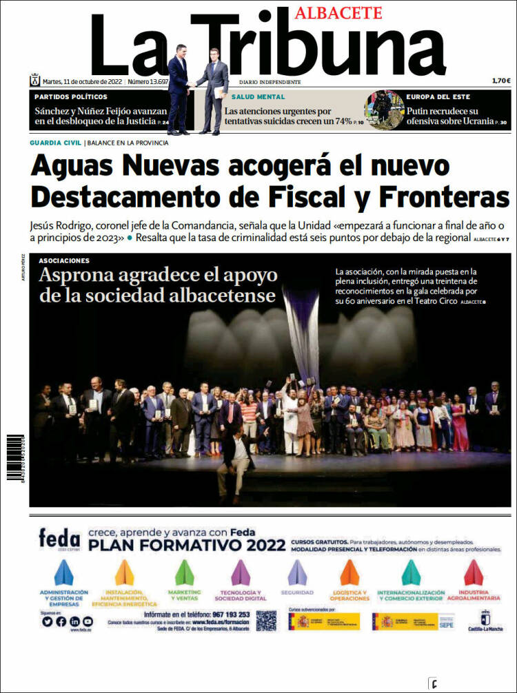 Portada de La Tribuna de Albacete (España)