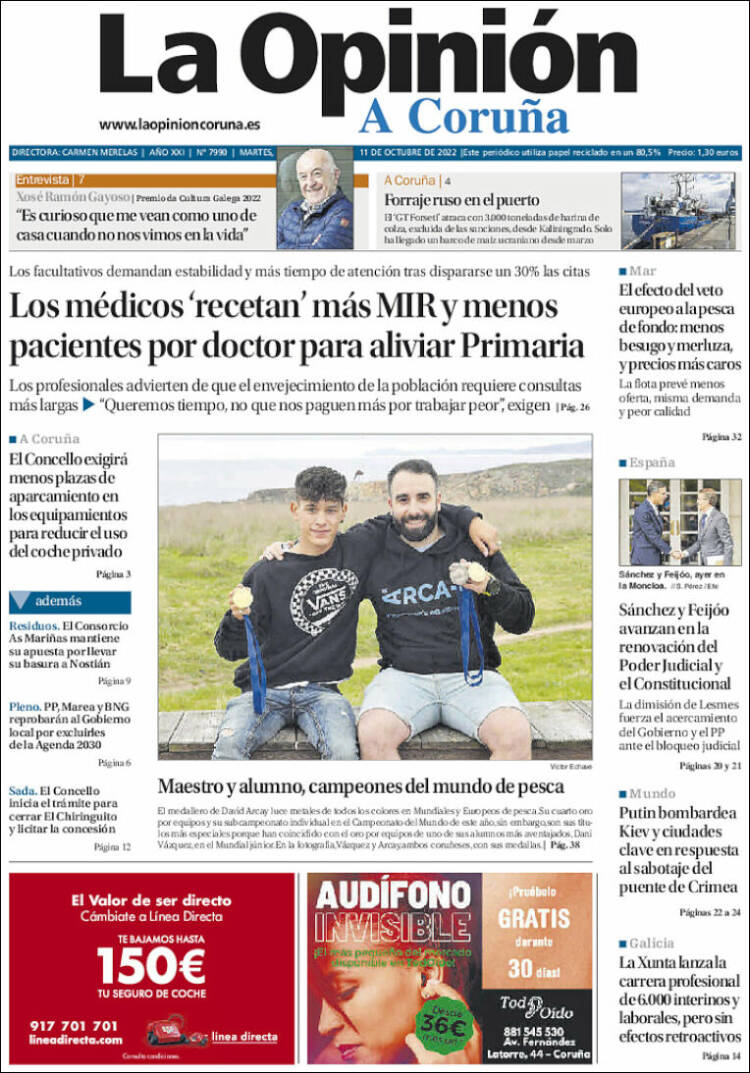 Portada de La Opinión de A Coruña (España)