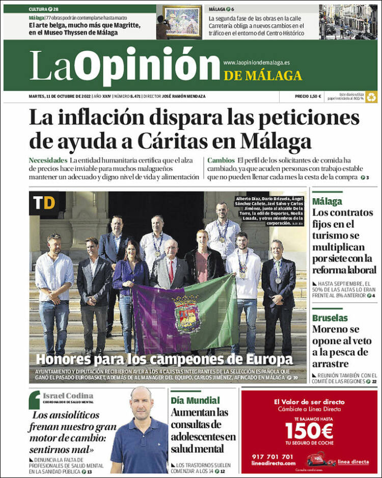 Portada de La Opinión de Málaga (España)