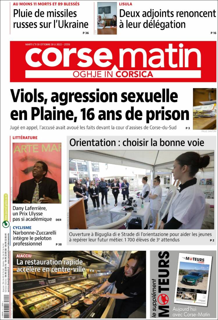 Portada de Corse-Matin (Francia)