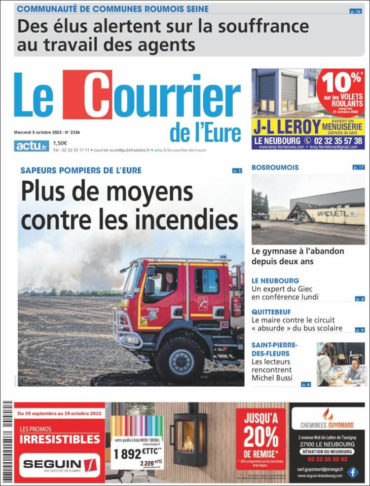 Portada de Le Courrier de l'Ouest (Francia)