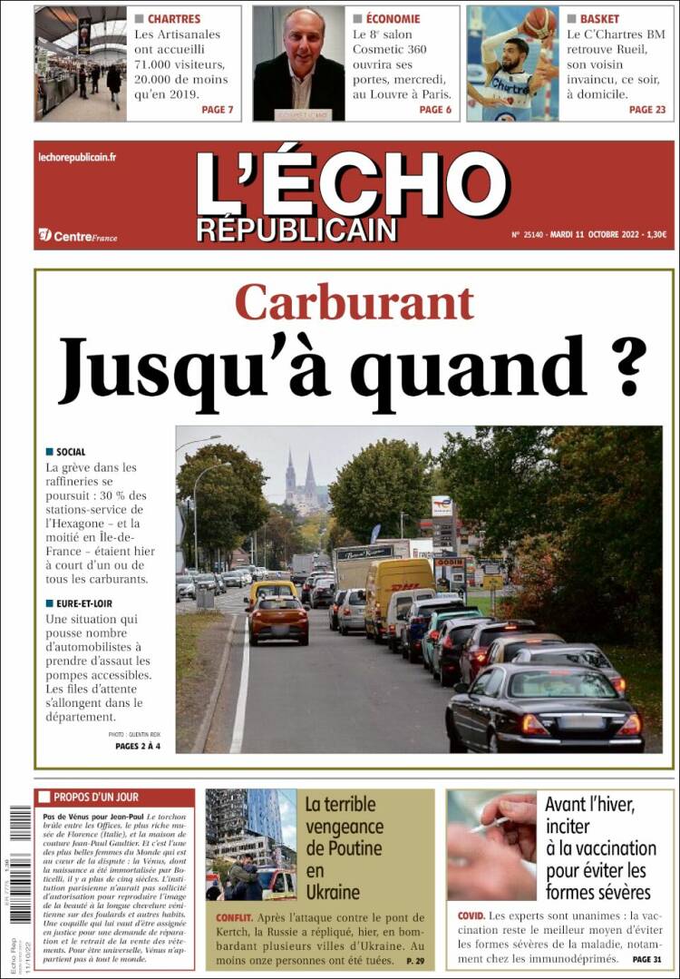 Portada de L'Echo Républicain (Francia)