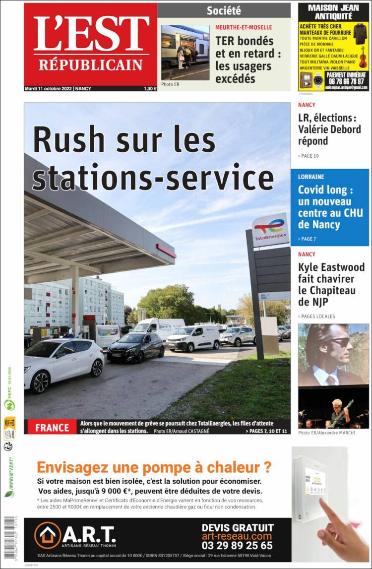 Portada de L'Est Republicain (Francia)