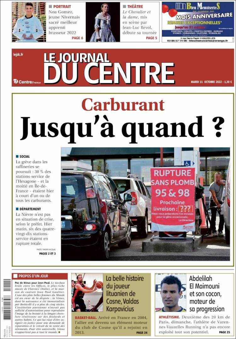 Portada de Le Journal du Centre (Francia)