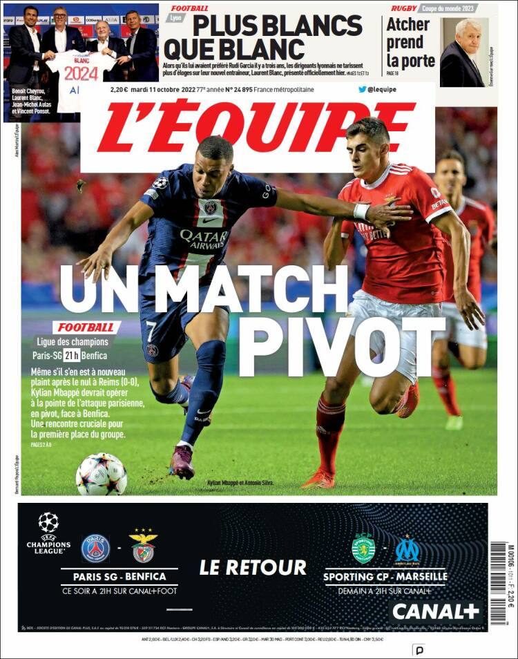 Portada de L'Equipe (Francia)